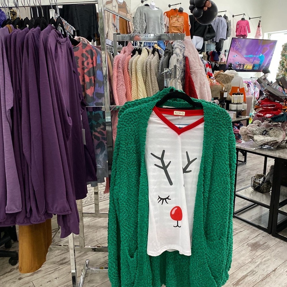 Green soft cardigan